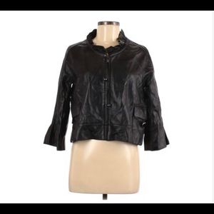 Madison Marcus black cropped leather jacket